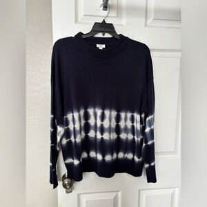 Crown & Ivy, Navy and White Tie-Dye Sweater, size L